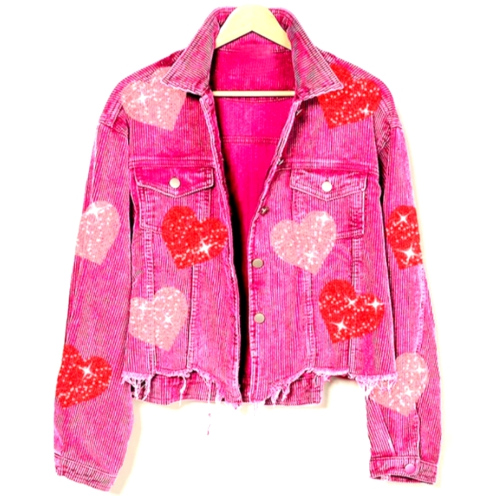 Last one!! Pink Sequin Heart Shacket